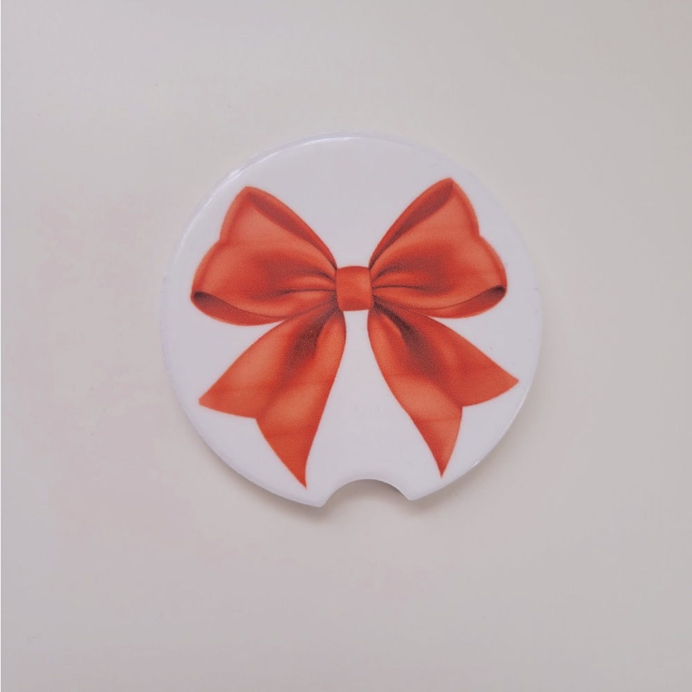 NWT Handmade Ceramic Coaster - Red Bow - Picture 2 of 4